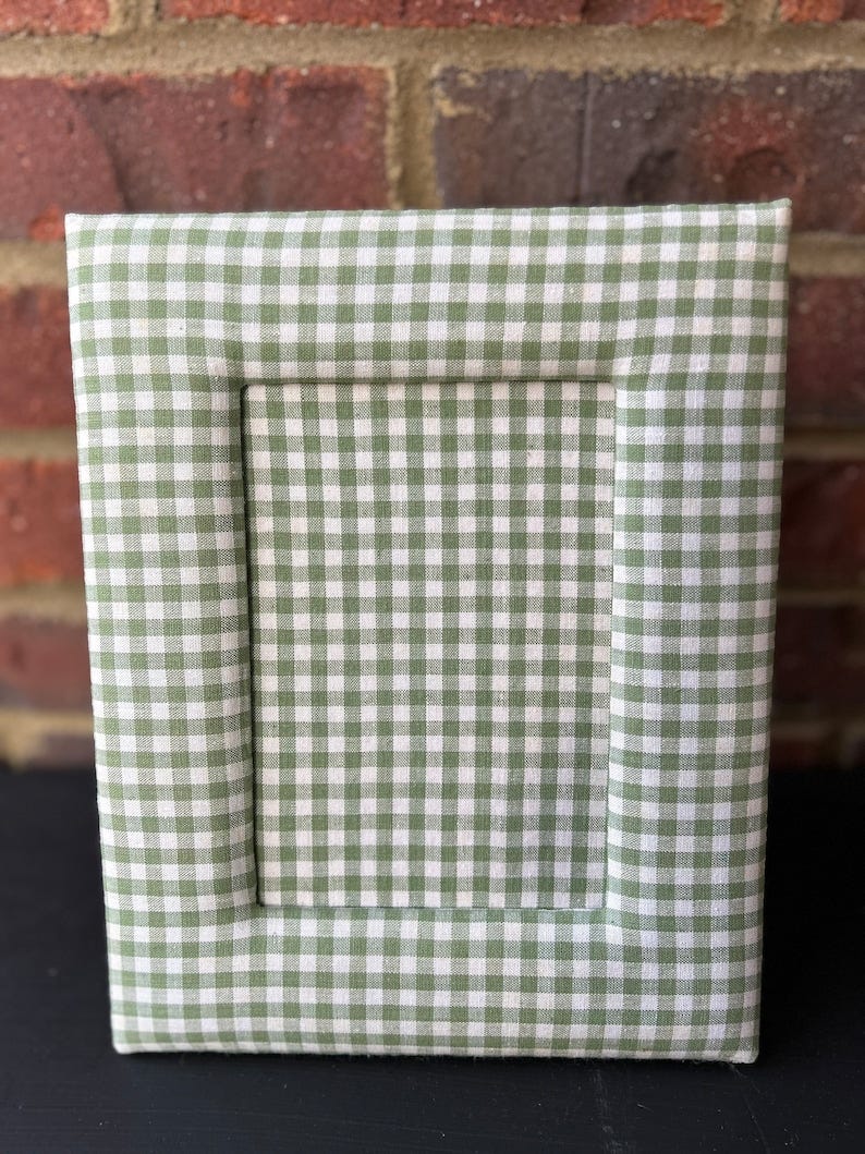 Gingham picture frame . Chinoiserie chic . Grandmillenial style . Gingham frame . Gift for her . Gingham farmhouse . Chinoiserie frame image 1