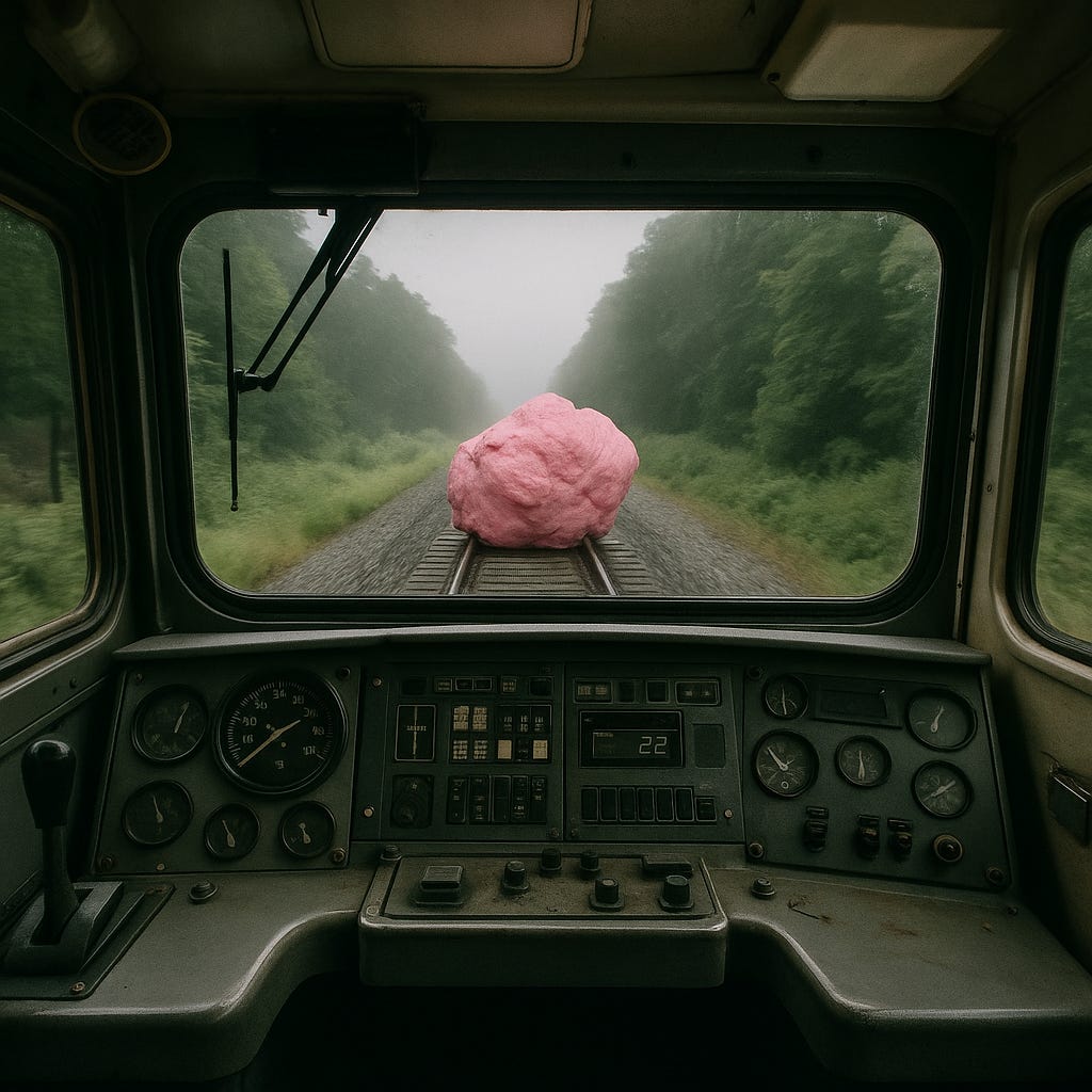Bubblegum about to derail a train that leads to Dick-First behavior