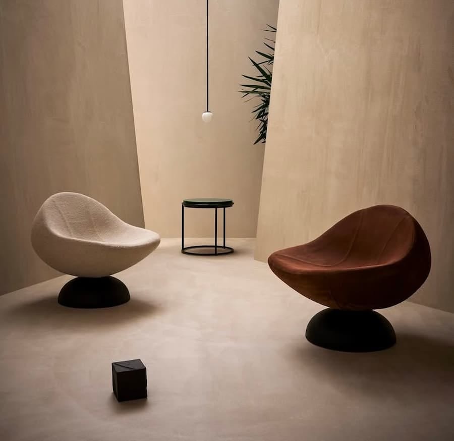 modern chairs in cream and rich brown