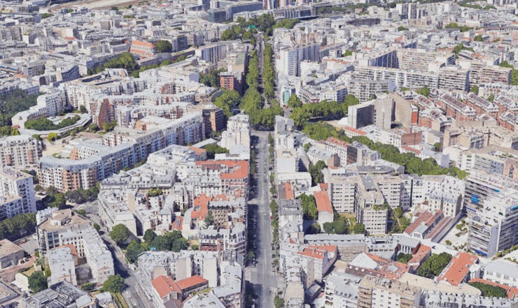 La rue Claude Vellefaux prolongée du boulevard de la Villette. (Google Earth)