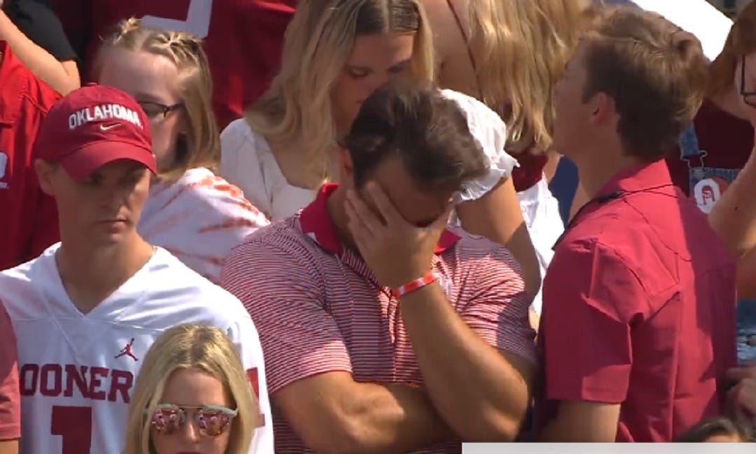 Oklahoma Fan Seen Crying Because Of How Badly Texas Beat Them Down -  BroBible