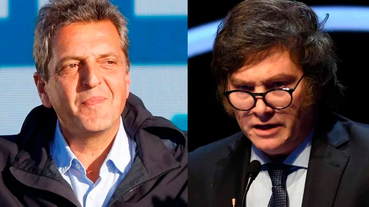 Sergio Massa y Javier Milei, los candidatos que el domingo se enfrentarán en el balotaje (Foto: archivo).