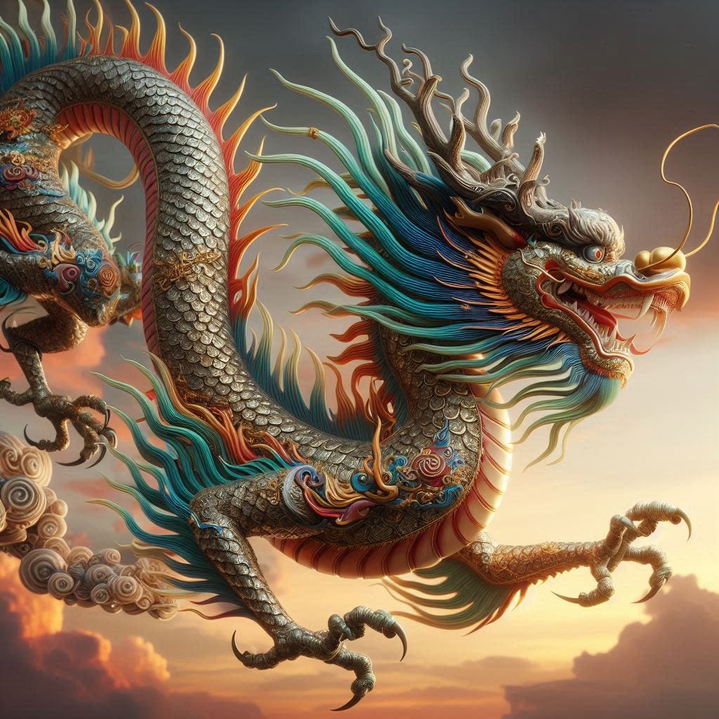 a beautiful elegant chinese dragon flying through the rainbow skyrealistic, hyperrealistic, very realistic, very very realistic, highly detailed, very detailed, extremely detailed, detailed, digital art, very detailed face, very detailed, real, real world, in real life, realism, HD Quality, 8k resolution, intricate details, incredibly detailed, crisp focus, cinematic light, digital art, depth of field, Canon EOS R camera with a 50mm f/1.8 lens, f/2.2 aperture, shutter speed