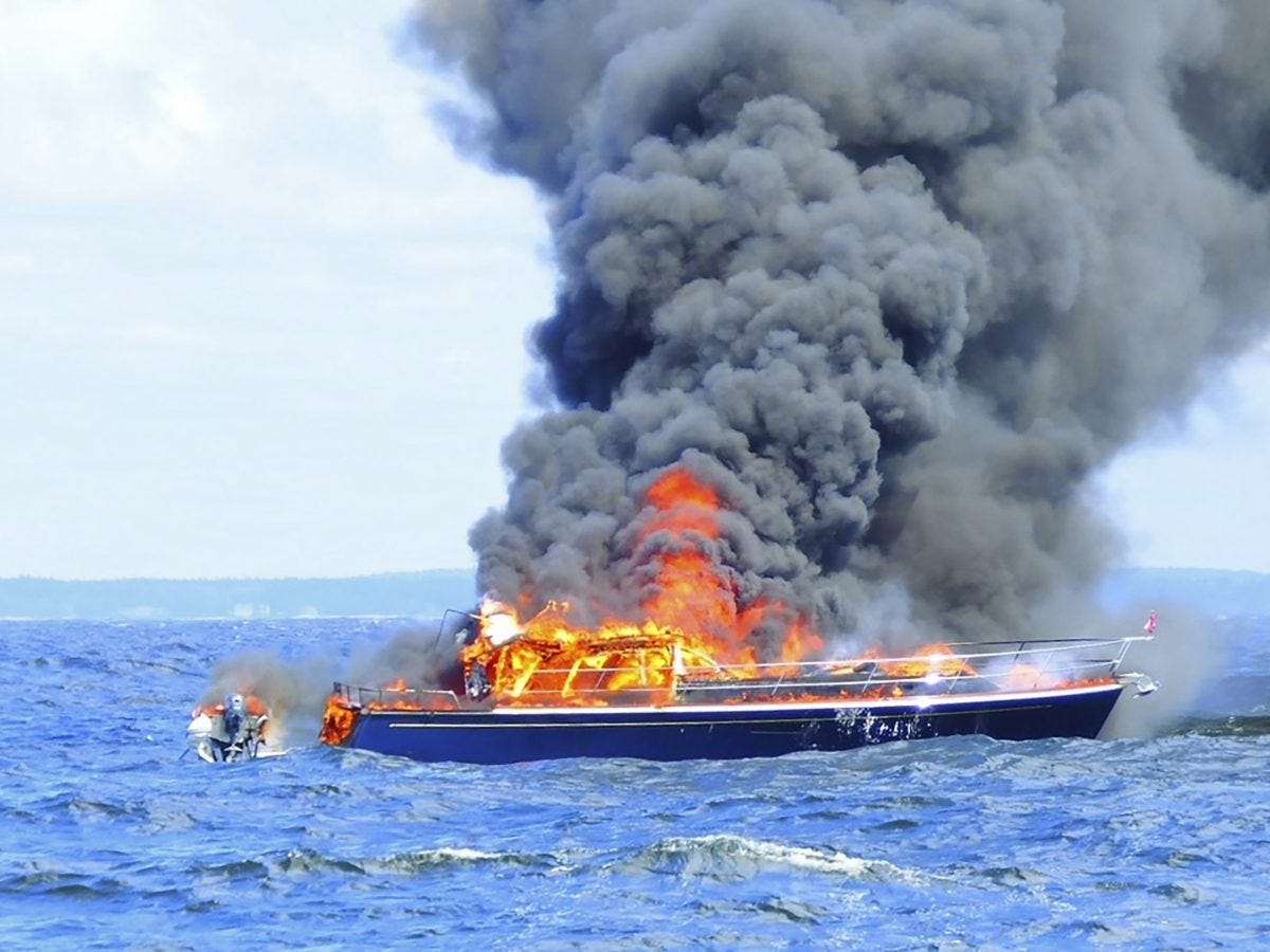 2 men jump overboard when yacht goes up in flames off Maine coast