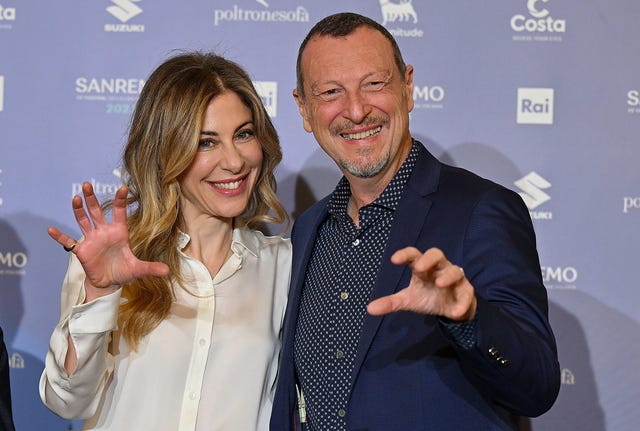 Francesca Fagnani e Amadeus al 73/o Festival di Sanremo - Sanremo 2023 -  ANSA.it