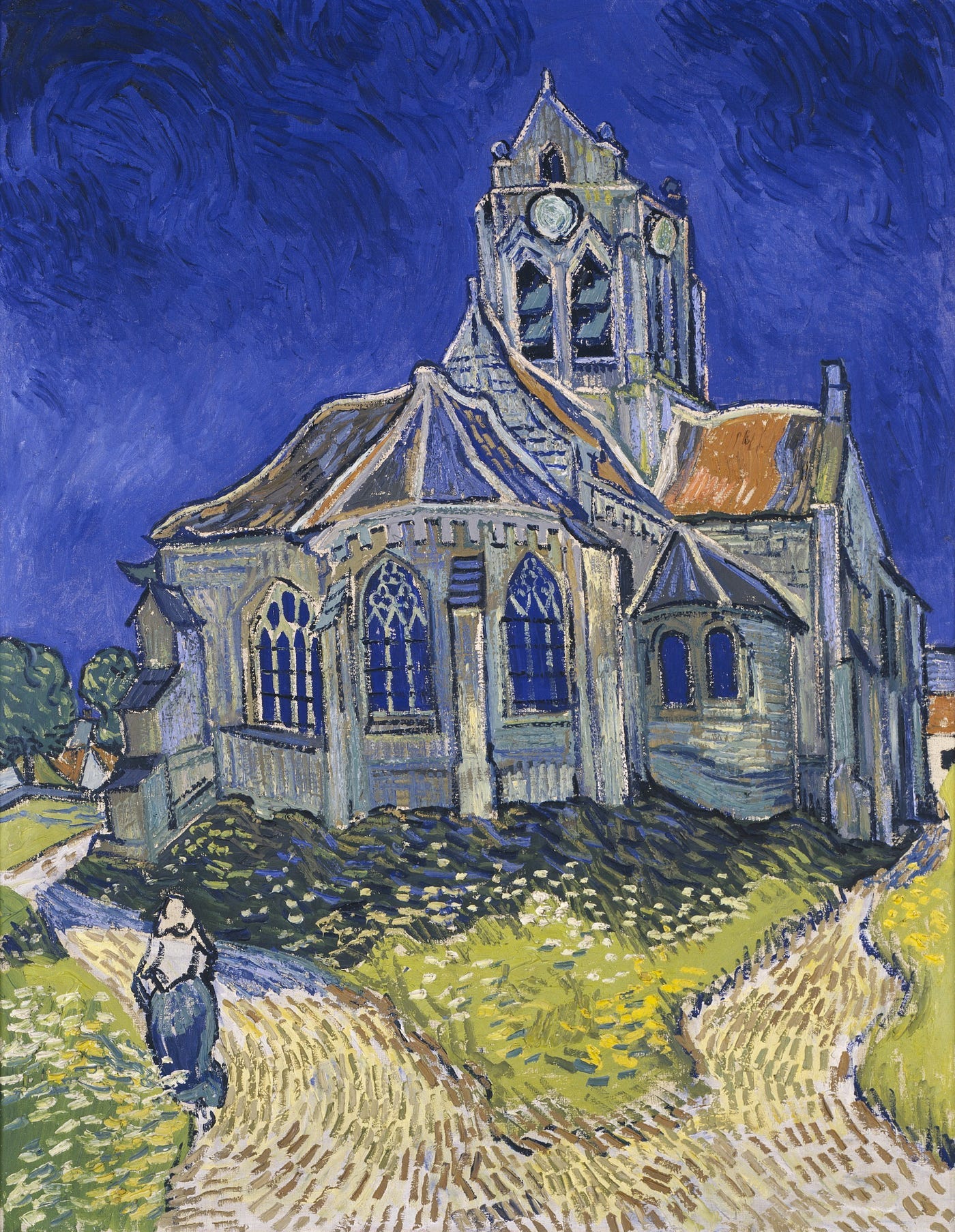 Church in the typical late Van Gogh style, so much more lively, bright, and nearly expressionist in his post-impressionist imaging than the sober church in Nuenen (which I haven’t added to this article).