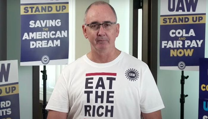How Shawn Fain of UAW Turned 'Eat the Rich' Shirts Into a Fashion Trend -  WSJ