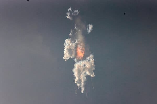 The explosion, about four minutes into the test flight.