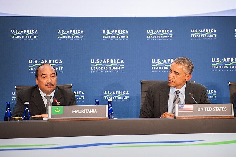 File:President Obama Listens as Mauritania's President Abdel Aziz Delivers Remarks (14822078046).jpg