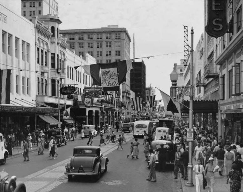 Seminole Hotel (left) on Flagler Street in Early 1930s. Courtesy of Florida State Archives.