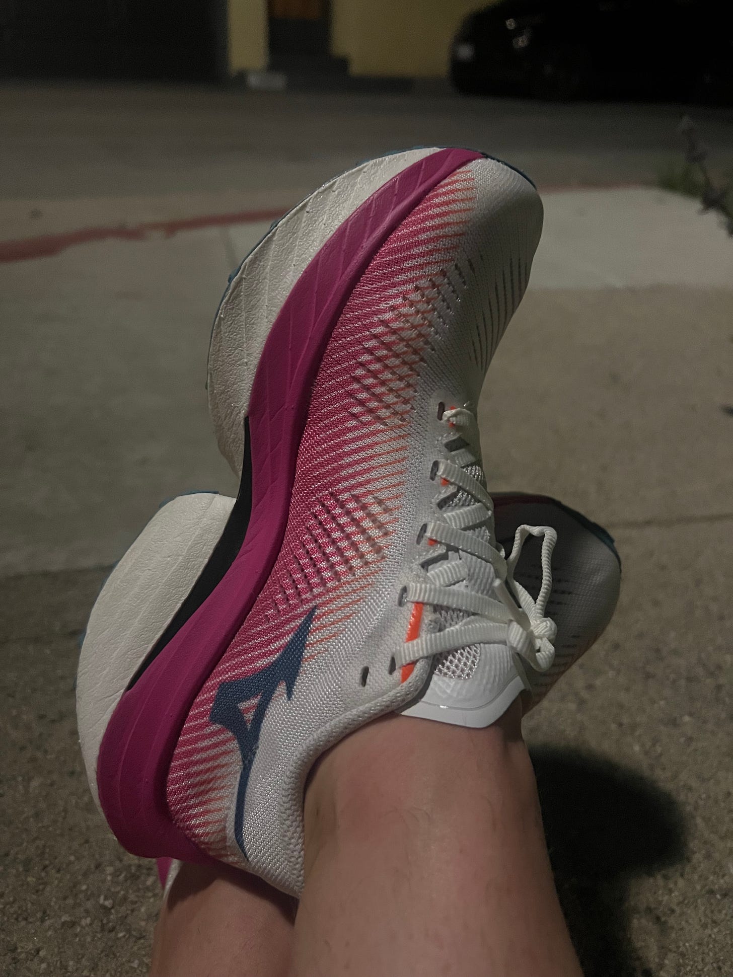 A side shot of running shoes