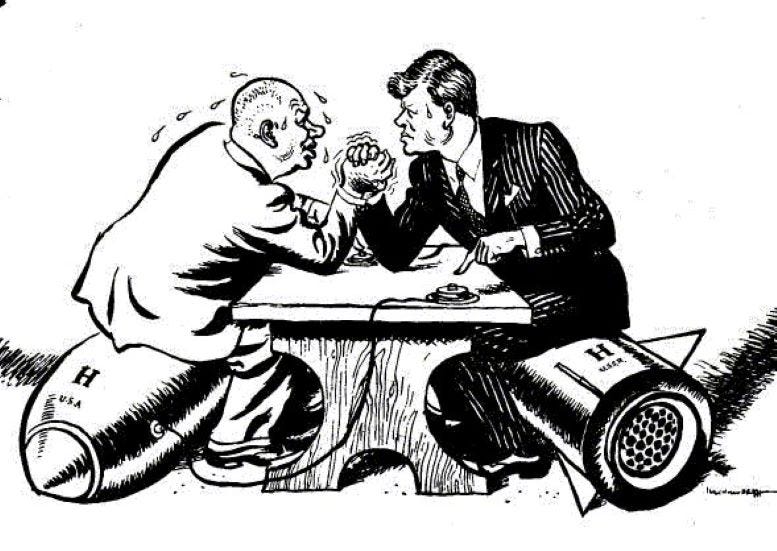 Political Cartoon of the standoff between the U.S. and Russia in 1962