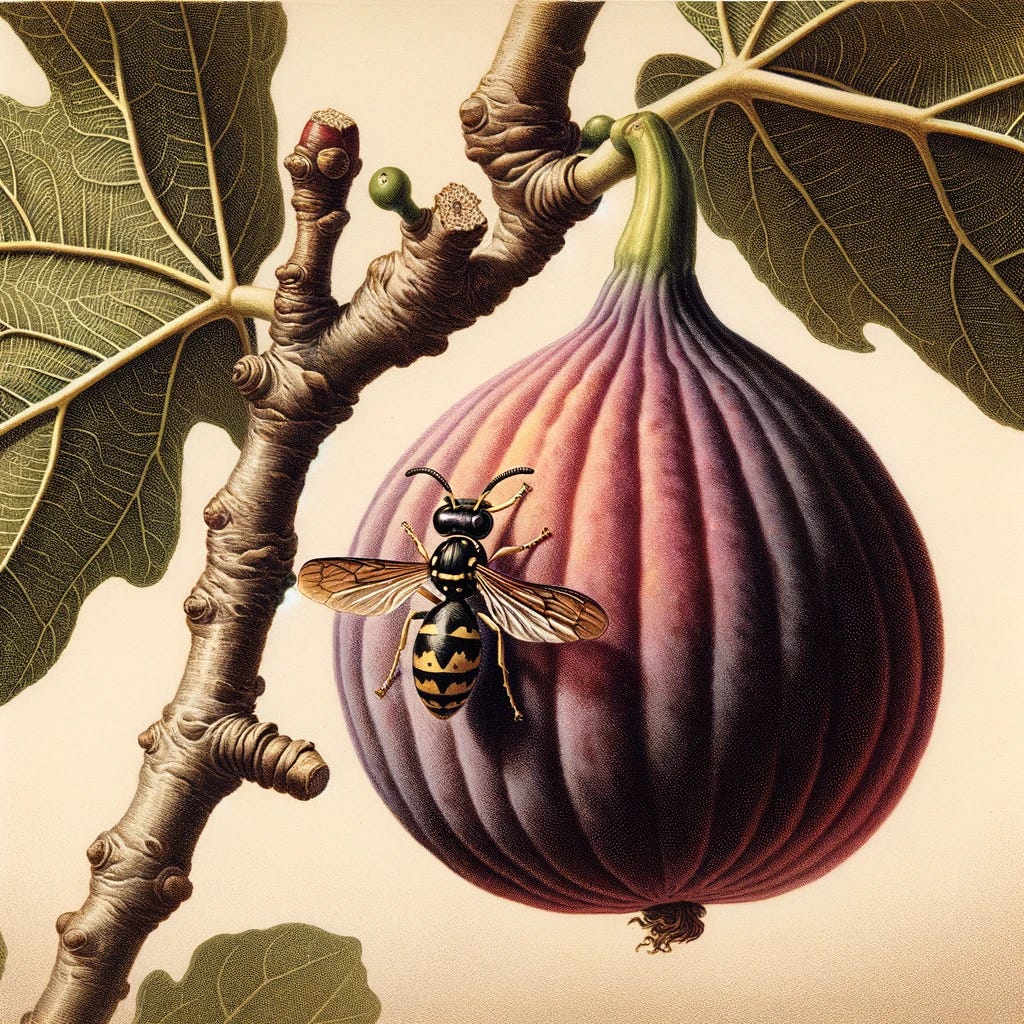 Fig wasp and Fig (Dall-E Generated)