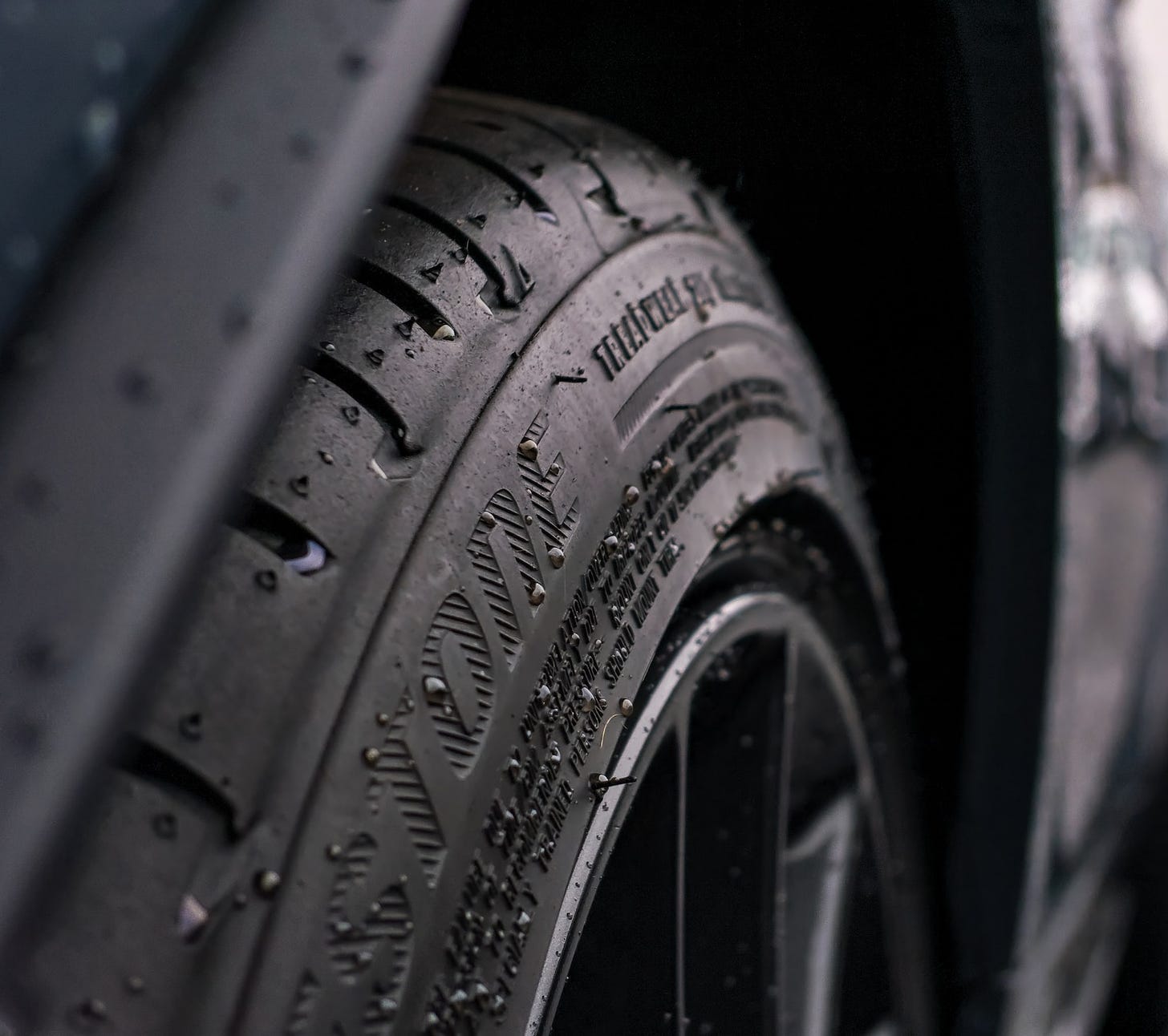 A michelin tire close up. The sealant in tubeless tyres immediately kicks in to seal a puncture, preventing pressure loss.