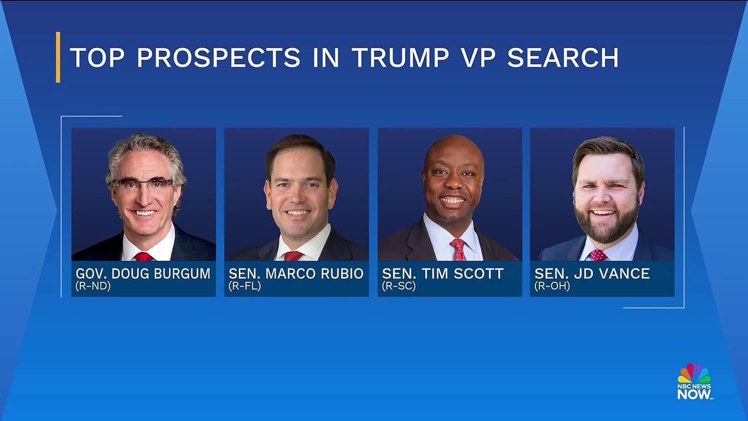 Trump campaign sends out vetting material to potential VP contenders