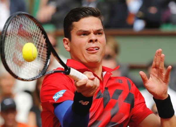 milos raonic tongue work on novak djokovic tennis 2015 images