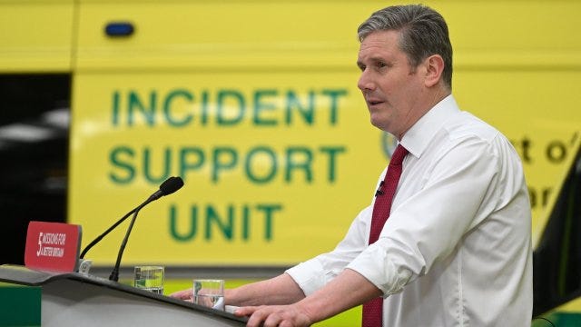 BRAINTREE, ENGLAND - MAY 22: Keir Starmer, Leader of the Labour Party gives a speech announcing the Labour Party's plans for reforming the NHS on May 22, 2023 in Braintree, England. (Photo by Leon Neal/Getty Images)