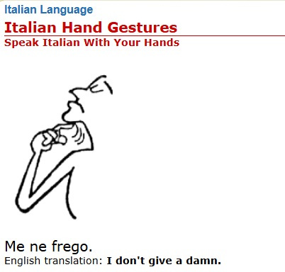cartoon image of a person making the purportedly Italian 'chin flick' gesture indicating disdain, not giving a damn.