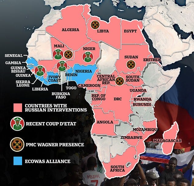 PMC Wagner Group has a presence spread out across Russian-influenced African nations