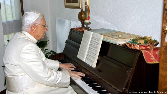 Pope Benedict XVI playing the piano