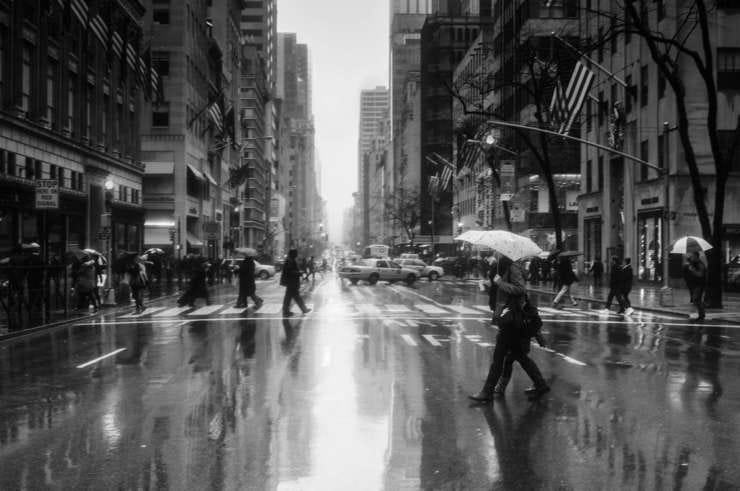 Raining on Fifth Avenue, New York City, February 2013