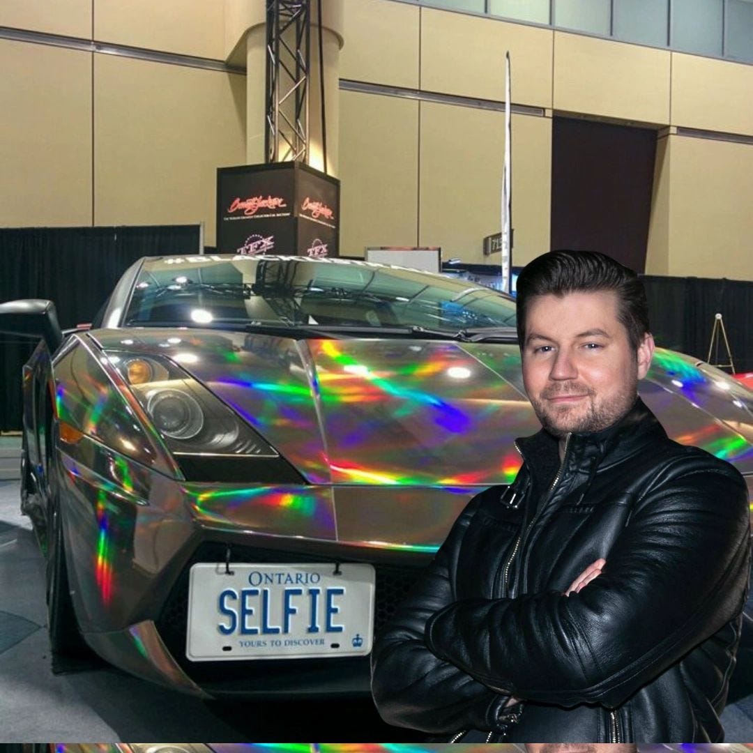 Pretending to own a Lambo for social media!