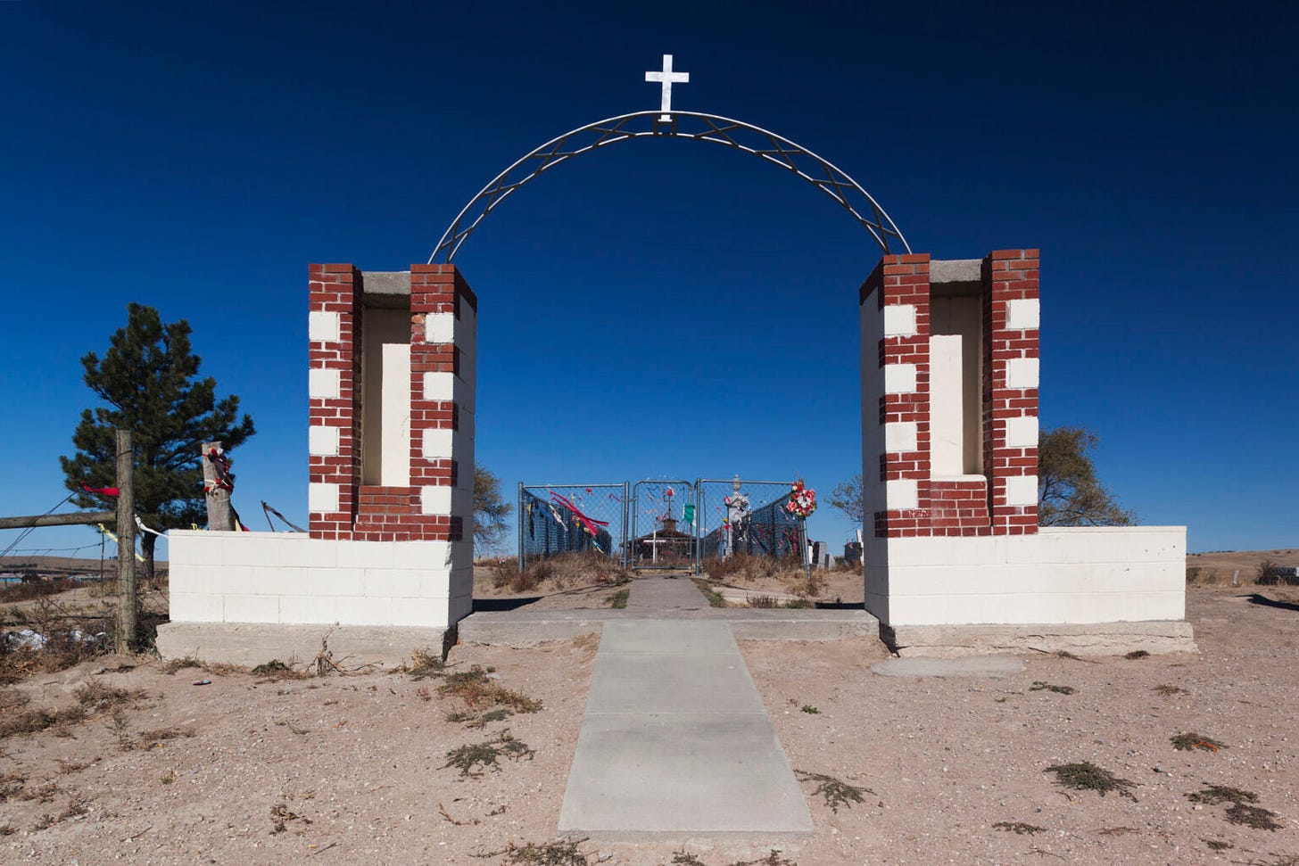 A memorial at the Wounded Knee Massacre site on the Pine Ridge Reservation. (Getty Images)