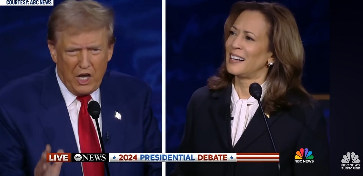 Image from the 2024 Presidential Debate on ABC News, September 10th