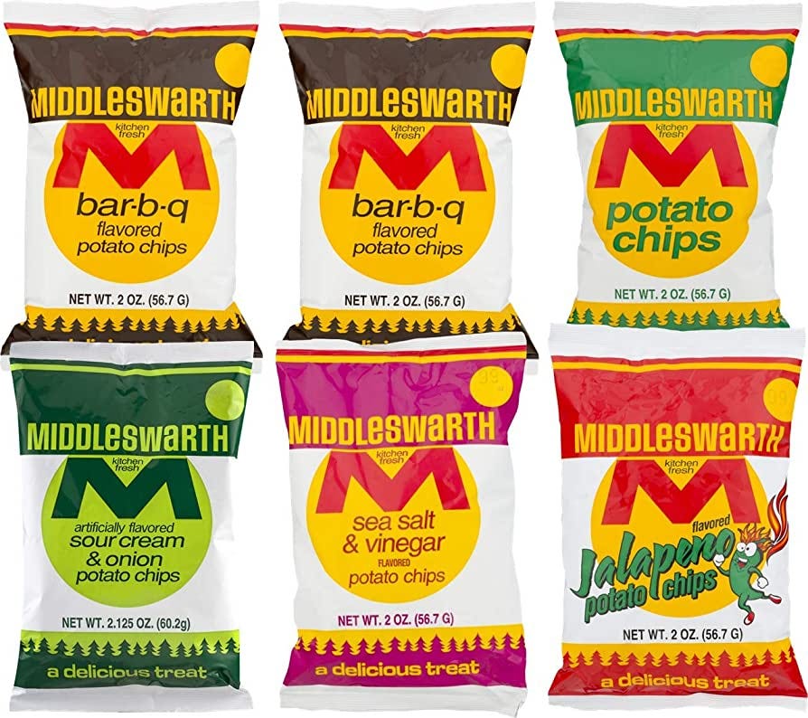 Amazon.com: Middleswarth Kitchen Fresh Potato Chips-Pack of 12/2 oz. Bags  (Variety Pack)