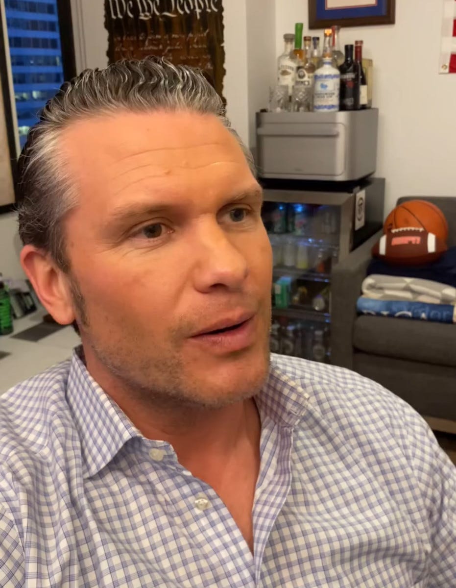 Pete Hegseth in his Fox News office 