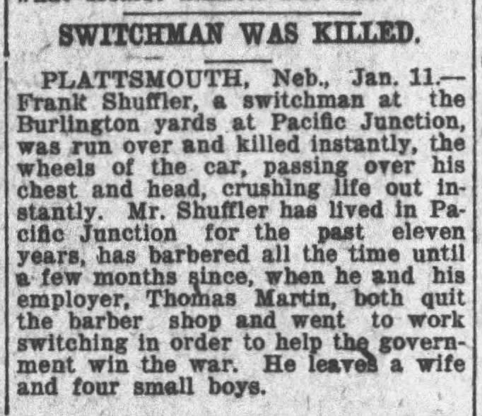 Switchman Was Killed