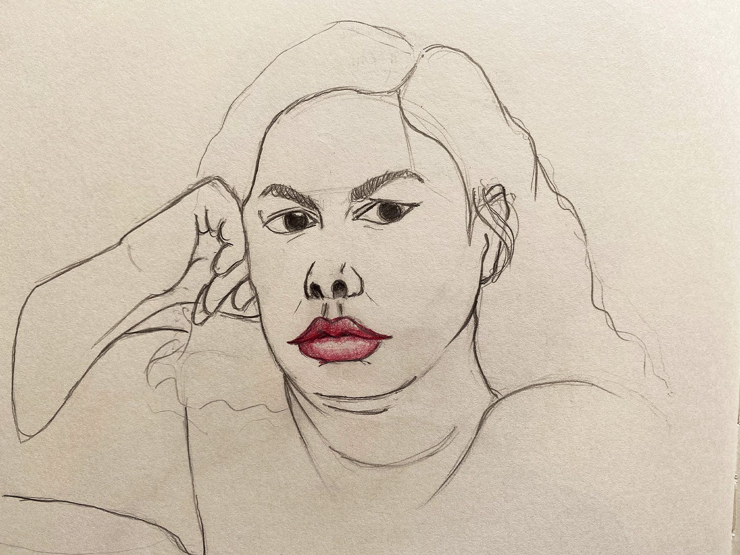 A pencil portrait of a woman by Adam Westbrook