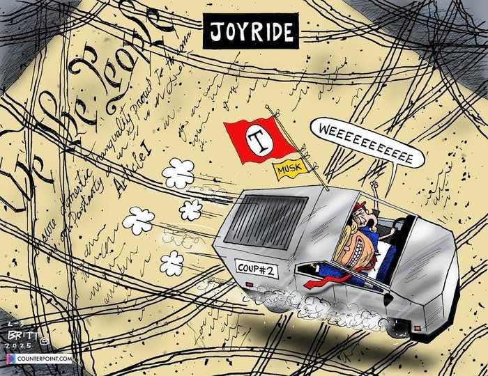May be pop art of ‎map and ‎text that says '‎JOYRIDE 2ይስ نا i: damertic portenty 茶 f MUSK 3 VME WEEEEEEEEEEE COUP#2 COUP# Z-3 BRITT 2025 925 COUNTERPOINT.COM‎'‎‎