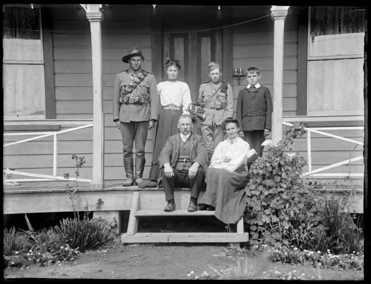Soldier and family group, 1910s