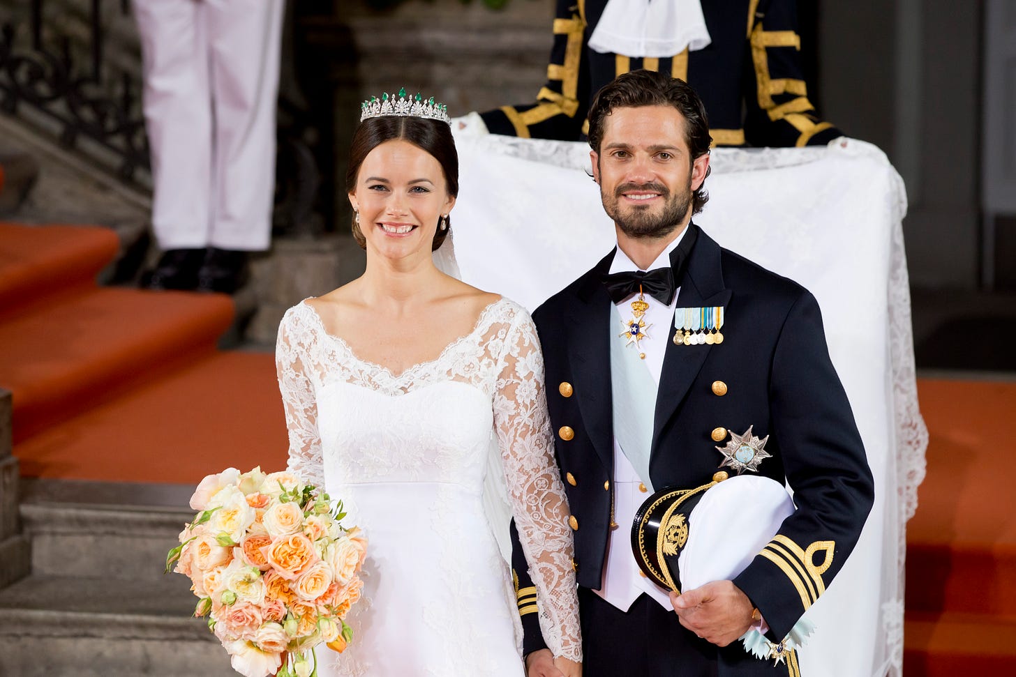 Prince Carl Philip and Princess Sofia of Sweden in wedding outfits