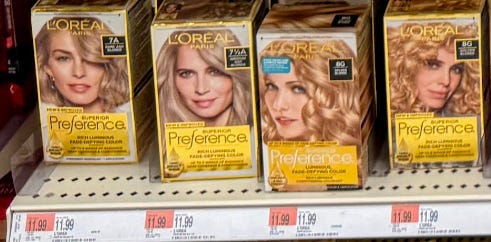 Small shelf of hair color