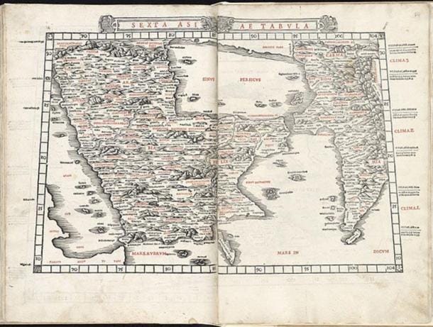 Mapa de Arabia publicado por Pencio, Jacopo Fecha: 1511, basado en el mapa de Ptolomeo de 150 AD (CC BY 2.0)