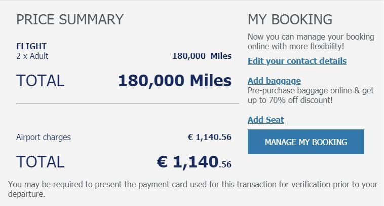 Award ticket booking Aegean Airlines