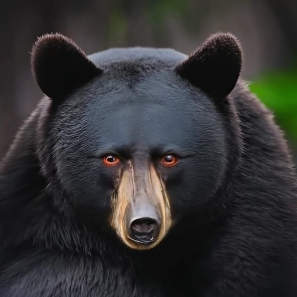 Black bear with crazed eyes