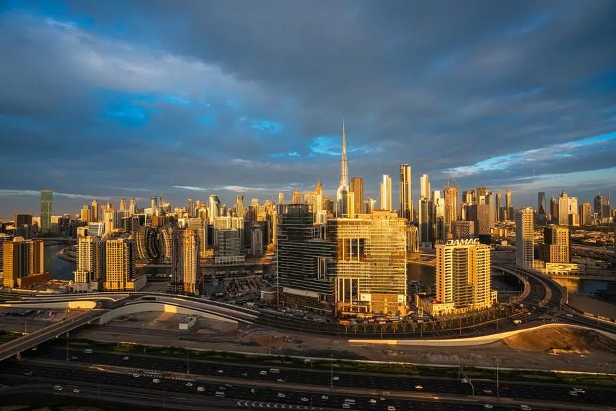 DUBAI,UAE - January 15: An Aerial View of the Dubai Downtown taken at Sunrise on 15.01.2022 in Dubai, United Arab Emirates. , Getty Images/Images