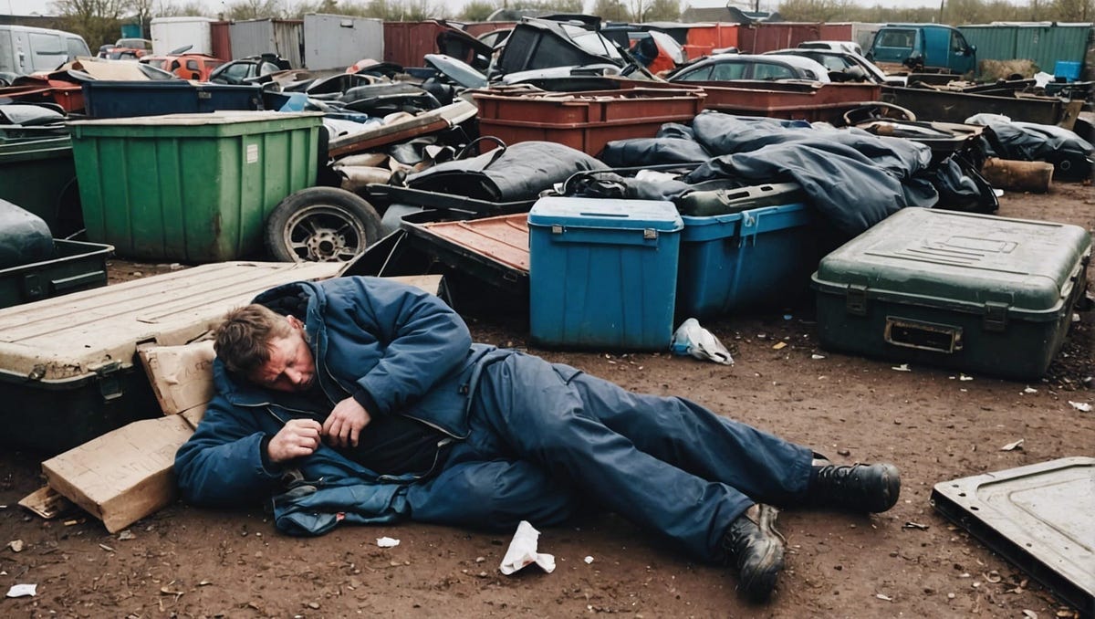 sleeping rough in scrapyard