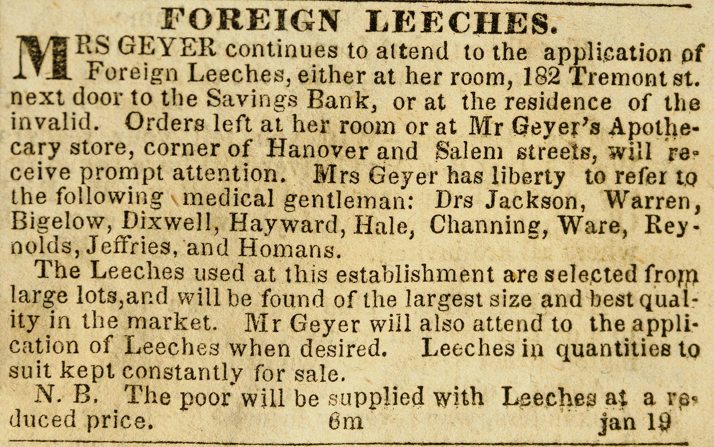 Foreign leeches advertisement