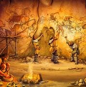 Image result for man woman drawing art on wall of cave