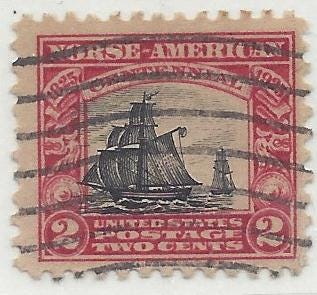 2 cent Norse American with ship off-center