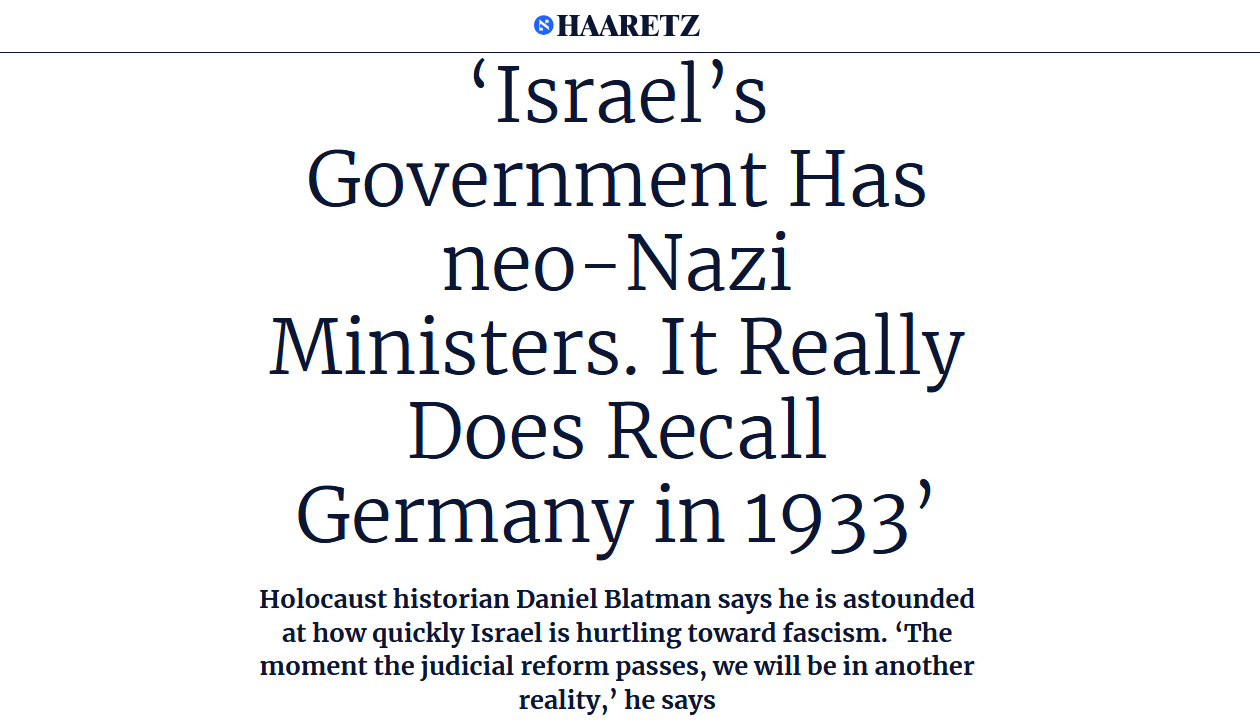 haaretz israel government fascist neo nazi