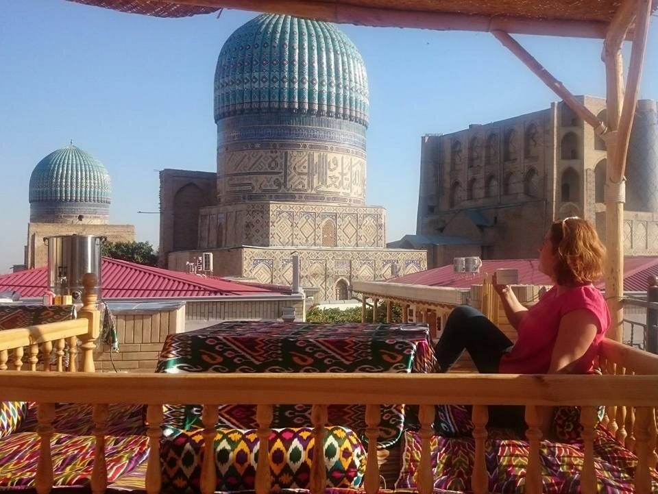 Morning coffee in Samarkand, Uzbekistan.