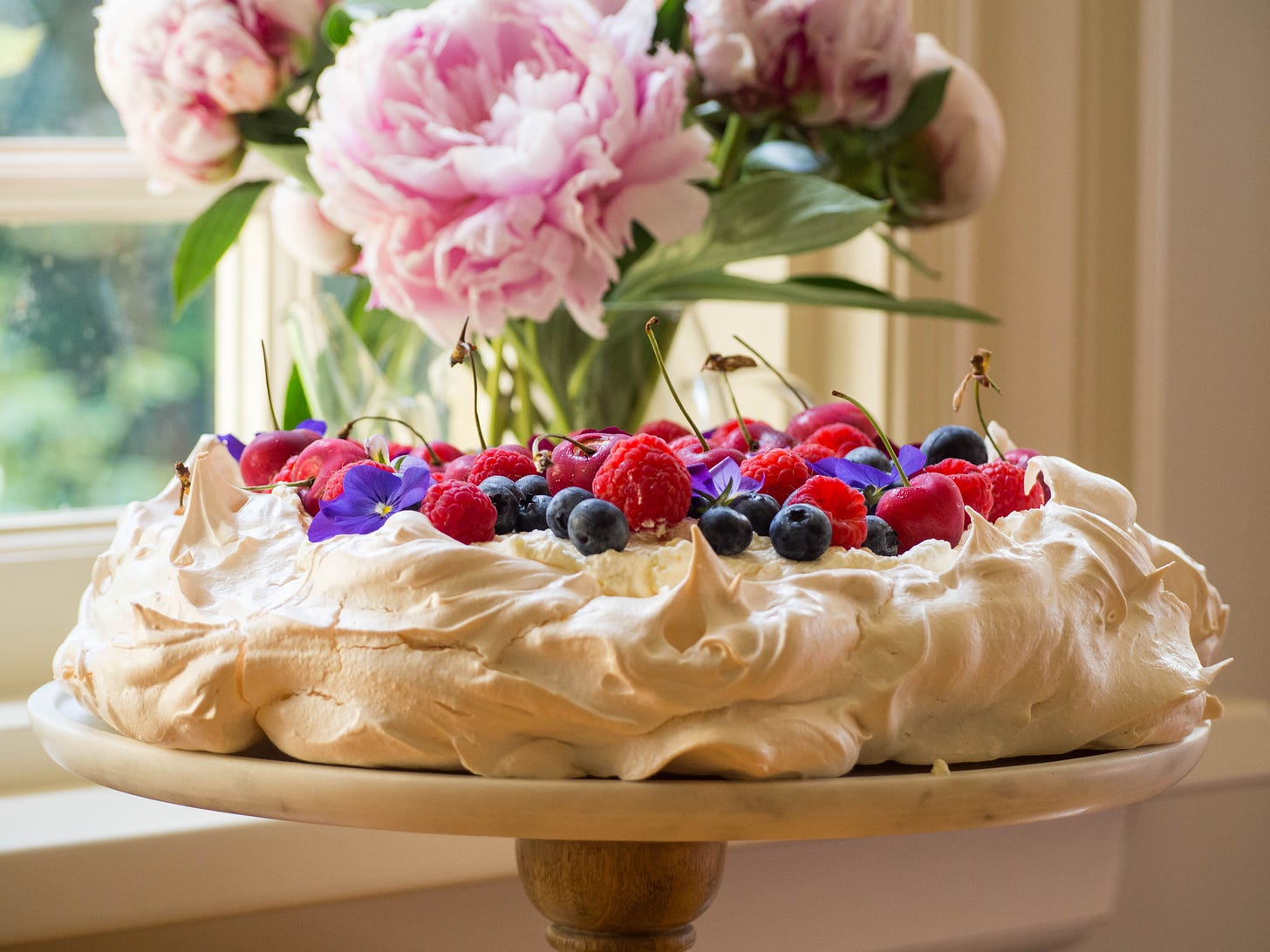 Pavlova with Berries and Cherries