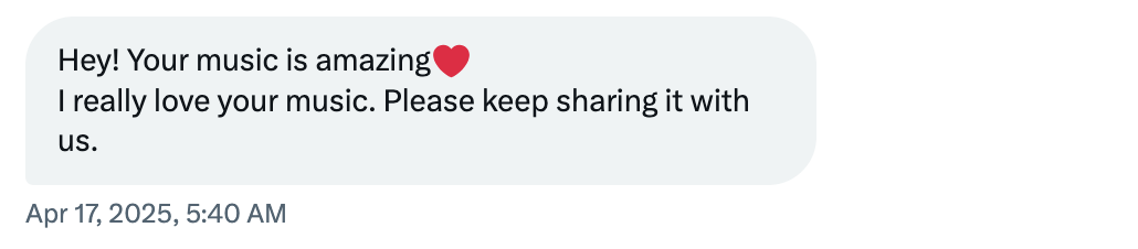 Screenshot of a Twitter message.