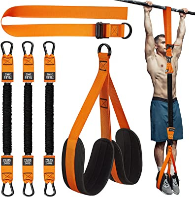 Pull Up Assistance Bands, Heavy Duty Resistance Band for Pull Up Assist, Adjustable Weight/Size with Fabric Feet/Knee Res...