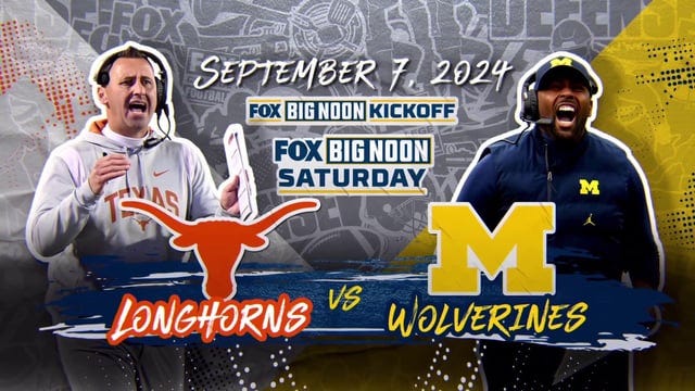 Texas @ Michigan confirmed for Big Noon Saturday on September 7th : r/CFB